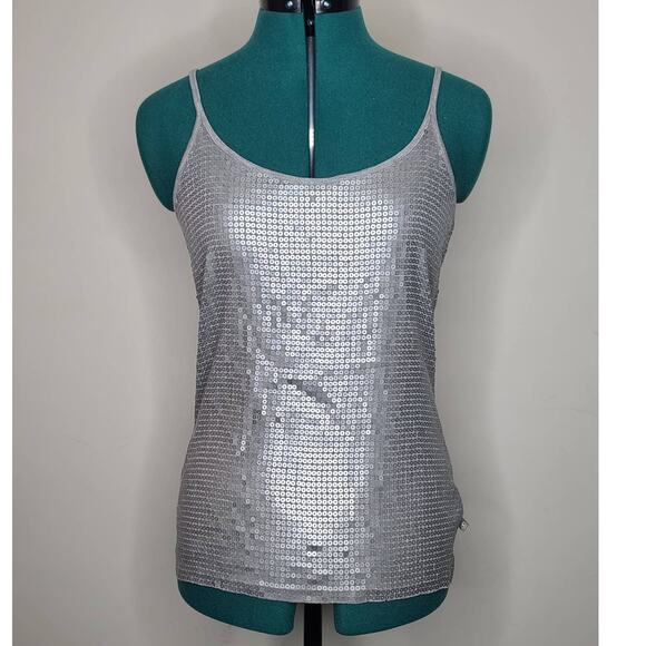 NWT Michael Kors metallic silver sequin tank top - small petite SP - Picture 1 of 5